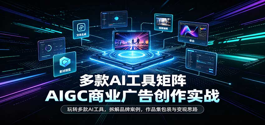 AIGC商业广告创作实战:玩转多款AI工具,拆解品牌案例,作品集包装与变现思路-卓越网创