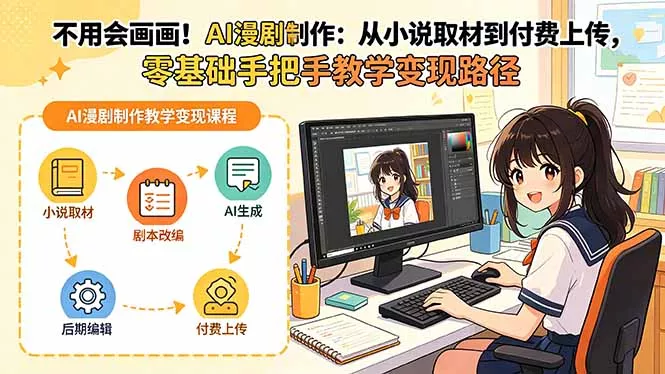 不用会画画!AI漫剧制作:从小说取材到付费上传,零基础手把手教学变现路径(更新 不用会画画!AI漫剧制作:从小说取材到付费上传,零基础手把手教学变现路径(更新