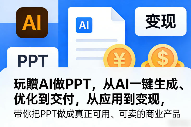 玩賺AI做PPT,从AI一键生成、优化到交付,从应用到变现,带你把PPT做成真正可用、可卖的商业产品(更新0421)-卓越网创