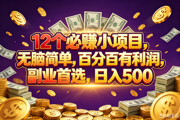 (18976期)12个必赚的小项目,百分百赚元子,无脑简单,副业首选,日入500+-卓越网创