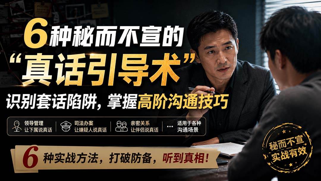 （20113期）付费文章：6种秘而不宣的“真话引导术”识别套话陷阱，掌握高阶沟通技巧-卓越网创