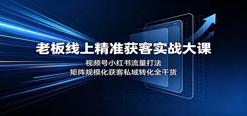 老板线上精准获客实战大课：视频号小红书流量打法，矩阵规模化获客私域转化全干货-卓越网创