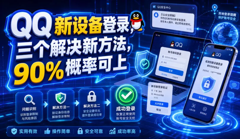 QQ新设备登录，三个解决新方法，90%概率可上-卓越网创