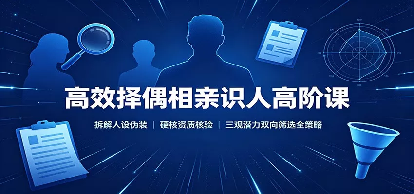 高效择偶相亲识人高阶课:拆解人设伪装,硬核资质核验,三观潜力双向筛选全策略-卓越网创