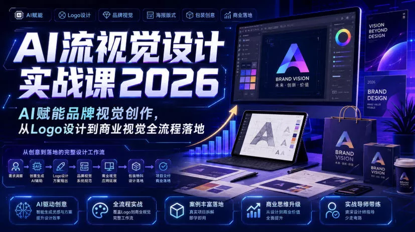AI流视觉设计实战课2026:AI赋能品牌视觉创作,从Logo设计到商业视觉全流程落地 AI流视觉设计实战课2026:AI赋能品牌视觉创作,从Logo设计到商业视觉全流程落地