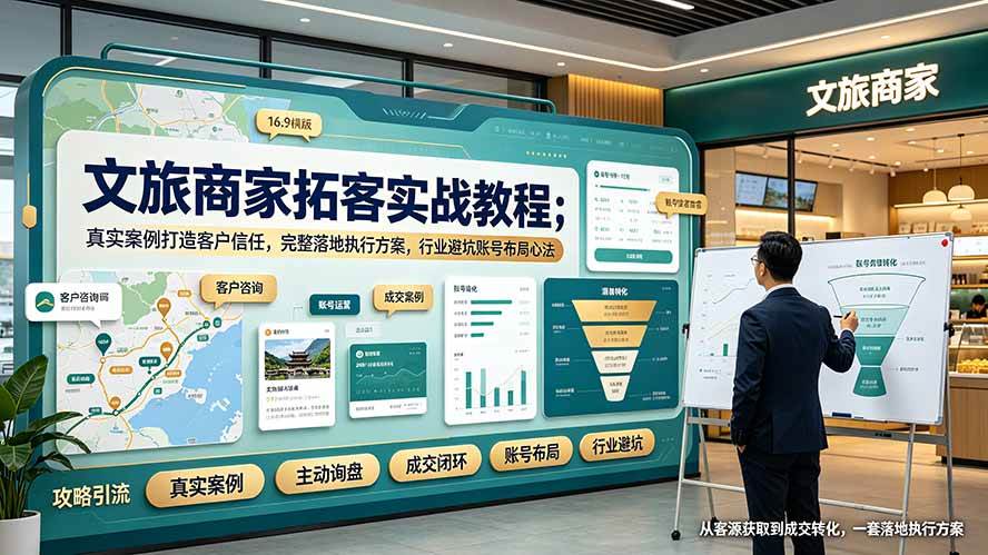 (19273期)文旅商家拓客实战教程;真实案例打造客户信任,完整落地执行方案,行业避坑账号布局心法 (19273期)文旅商家拓客实战教程;真实案例打造客户信任,完整落地执行方案,行业避坑账号布局心法