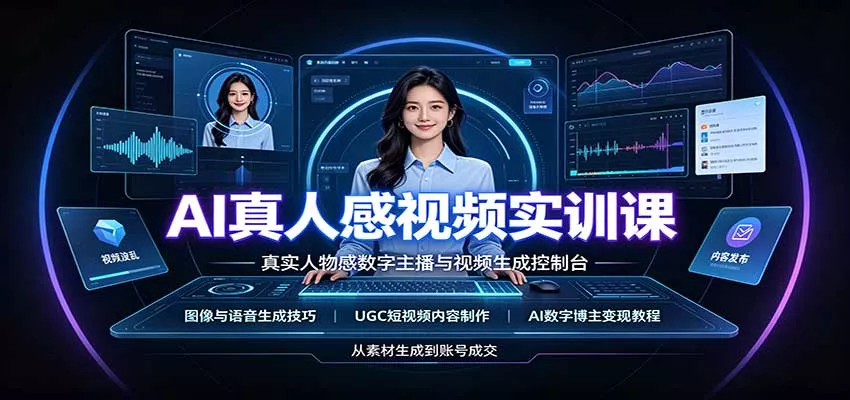 AI真人感视频实训课：图像语音生成，UGC内容制作，AI数字博主变现教程-卓越网创