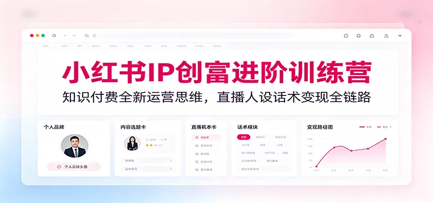 小红书IP创富进阶训练营：知识付费全新运营思维，直播人设话术变现全链路-卓越网创
