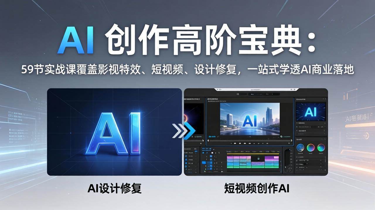 （17887期）AI 创作高阶宝典：59节实战课覆盖影视特效、短视频、设计修复，一站式学透AI商业落地-卓越网创