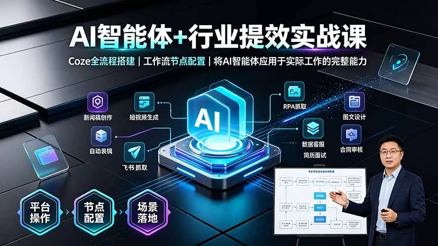 AI智能体+行业提效实战课·Coze全流程搭建|工作流节点配置|将AI智能体应用于实际工作的完整能力 AI智能体+行业提效实战课·Coze全流程搭建|工作流节点配置|将AI智能体应用于实际工作的完整能力