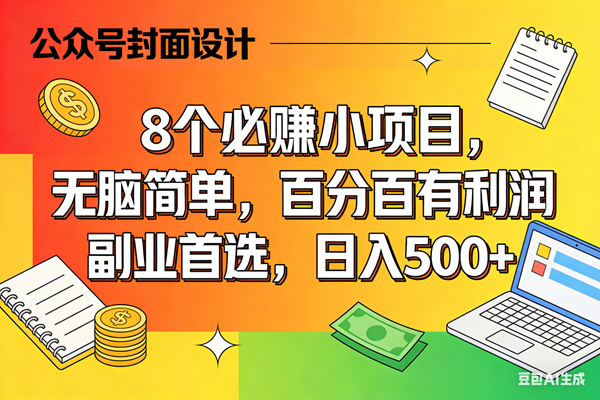 （17911期）8个必赚米的小项目，百分百有利润，无脑简单，副业首选，日入500+-卓越网创