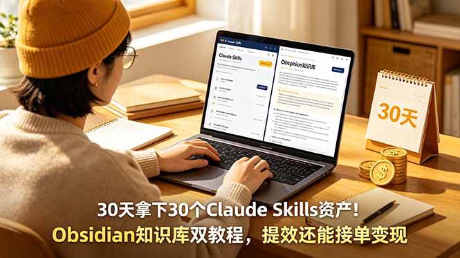 (18886期)30天拿下30个Claude Skills资产!Obsidian知识库双教程,提效还能接单变现-卓越网创