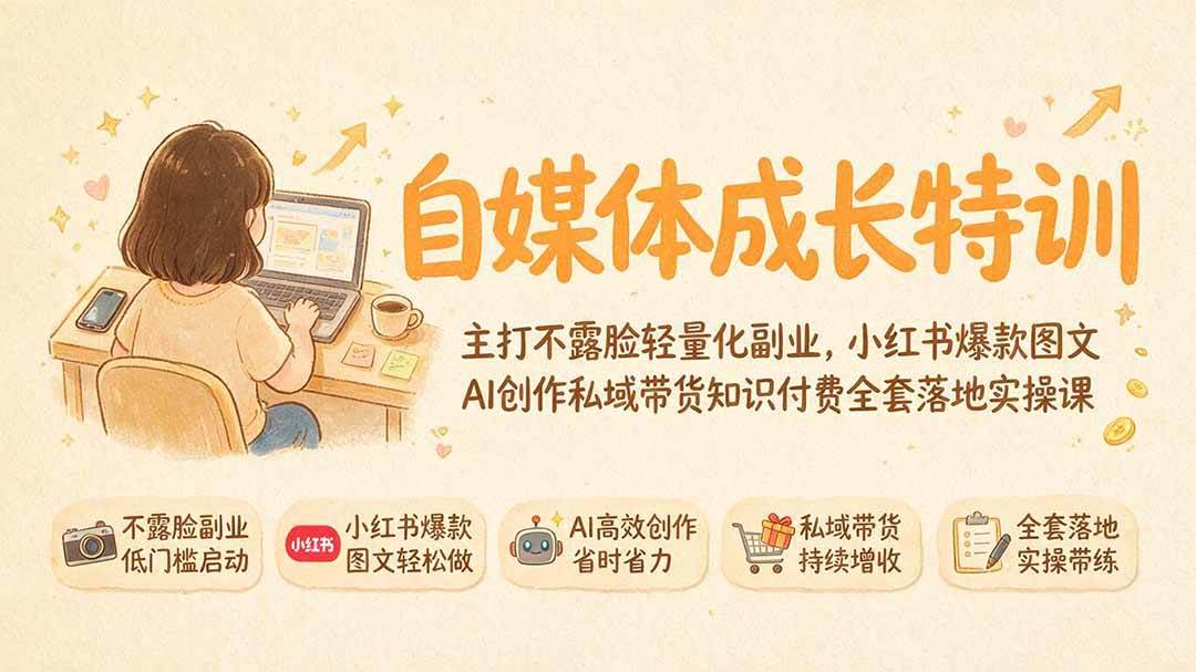 (19584期)自媒体成长特训|主打不露脸轻量化副业,小红书爆款图文AI创作私域带货知识付费全套落地实操课 (19584期)自媒体成长特训|主打不露脸轻量化副业,小红书爆款图文AI创作私域带货知识付费全套落地实操课