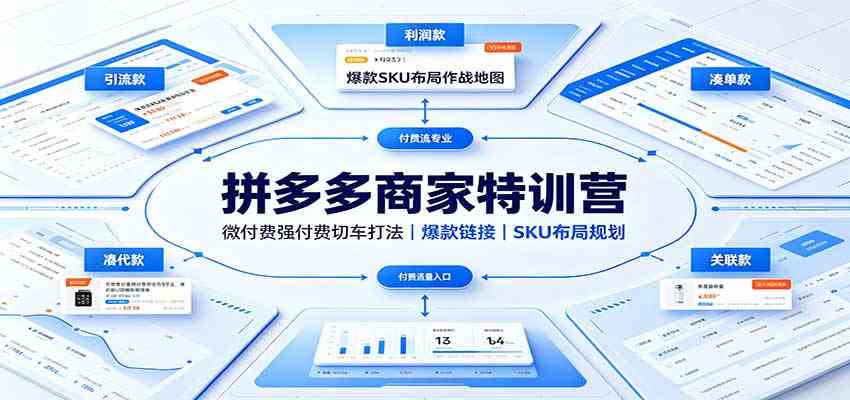 拼多多商家特训营：微付费强付费切车打法，爆款链接，SKU布局规划-卓越网创