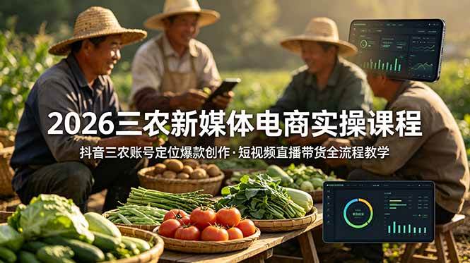 （18991期）2026三农新媒体电商实操课程：抖音三农账号定位爆款创作，短视频直播带货全流程教学-卓越网创