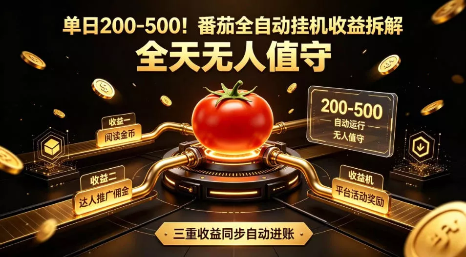 单日200-500!番茄全自动挂G收益拆解,全天无人值守,矩阵操作收益翻倍【揭秘】 单日200-500!番茄全自动挂G收益拆解,全天无人值守,矩阵操作收益翻倍【揭秘】