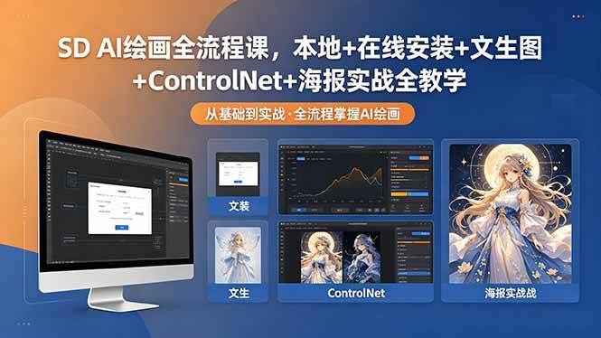 (18453期)SD AI绘画全流程课,本地+在线安装+文生图+ControlNet+海报实战全教学 (18453期)SD AI绘画全流程课,本地+在线安装+文生图+ControlNet+海报实战全教学
