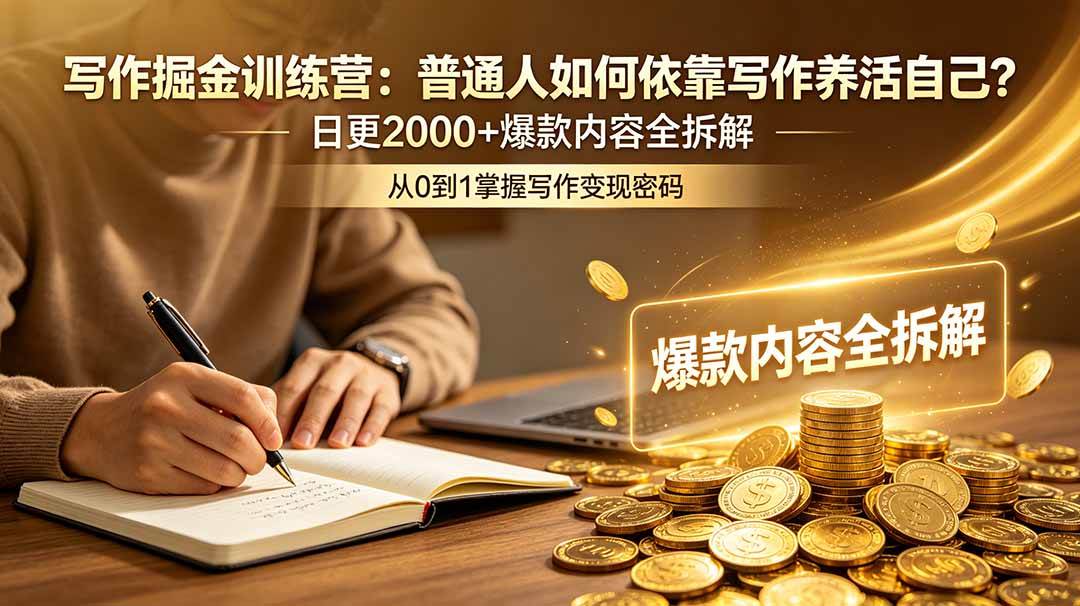 (18901期)写作掘金训练营:普通人如何依靠写作养活自己?日更2000+爆款内容全拆解-卓越网创