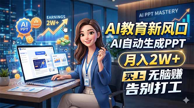AI教育新风口,AI自动生成PPT,月入2W+,无脑赚,告别打工-卓越网创