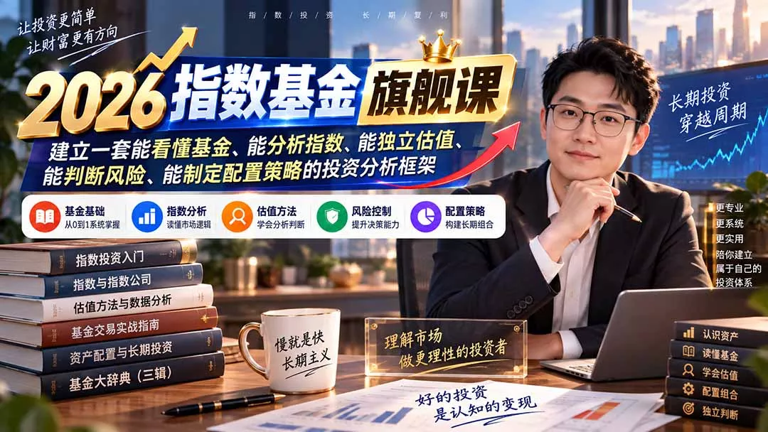 2026指数基金旗舰课|建立一套能看懂基金、能分析指数、能独立估值、能判断风险、能制定配置策略的投资分析框架-卓越网创
