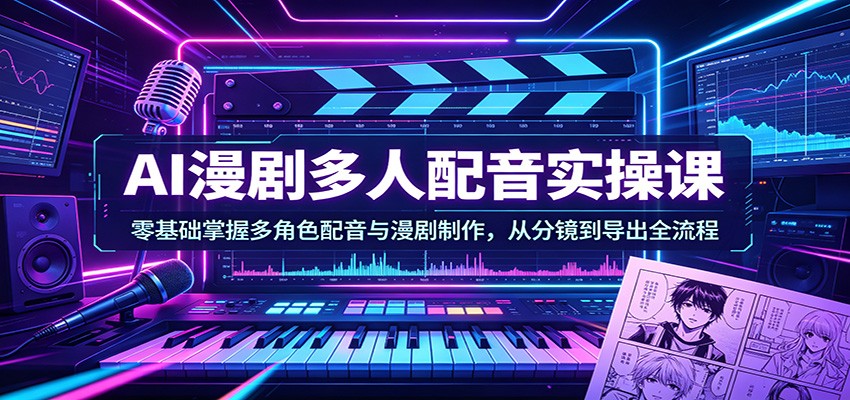 AI漫剧多人配音实操课：零基础掌握多角色配音与漫剧制作，从分镜到导出全流程-卓越网创