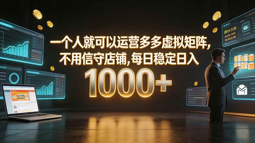 (19622期)一个人就可以运营多多虚拟矩阵,不用值守店铺,每日稳定日入 1000+ (19622期)一个人就可以运营多多虚拟矩阵,不用值守店铺,每日稳定日入 1000+