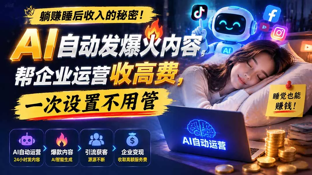躺赚睡后收入的秘密!AI 自动发爆火内容,帮企业运营收高费,一次设置不用管【原创双语字幕】 躺赚睡后收入的秘密!AI 自动发爆火内容,帮企业运营收高费,一次设置不用管【原创双语字幕】