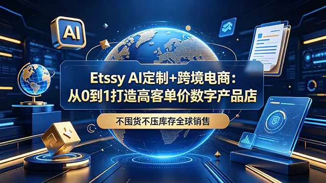 Etsy AI定制+跨境电商：从0到1打造高客单价数字产品店，不囤货不压库存全球销售-卓越网创