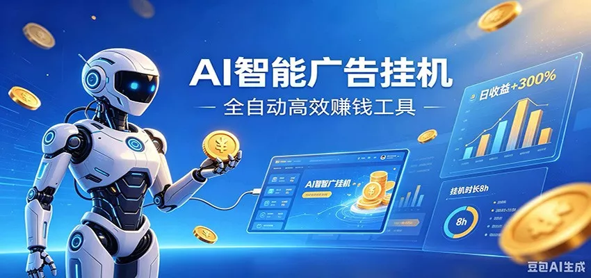 AI智能广告挂机，小白轻松上手，在家自动赚收益-卓越网创