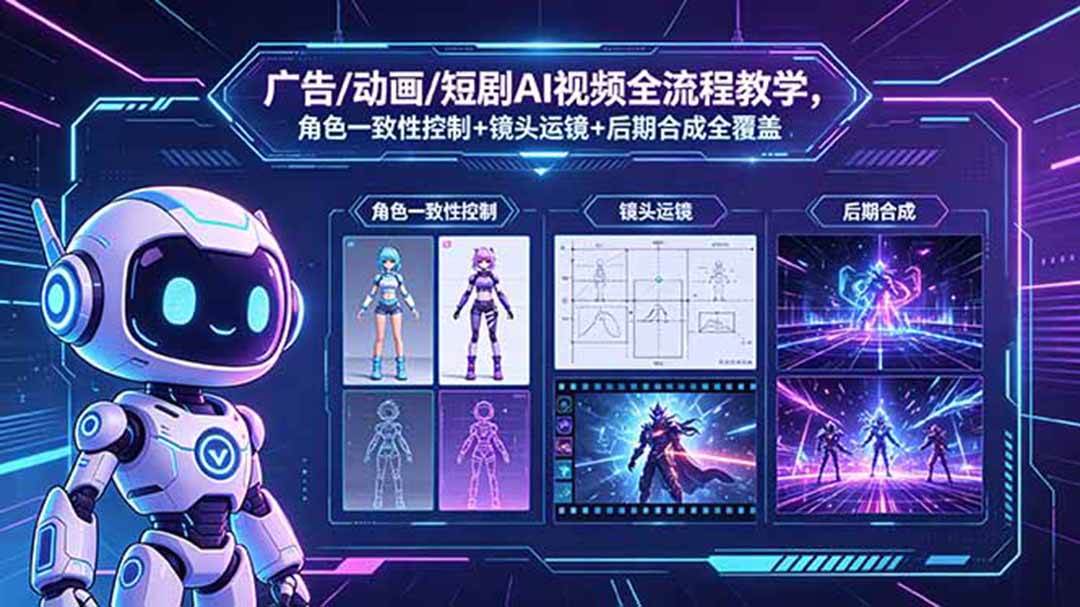 (18455期)广告/动画/短剧AI视频全流程教学,角色一致性控制+镜头运镜+后期合成全覆盖 (18455期)广告/动画/短剧AI视频全流程教学,角色一致性控制+镜头运镜+后期合成全覆盖