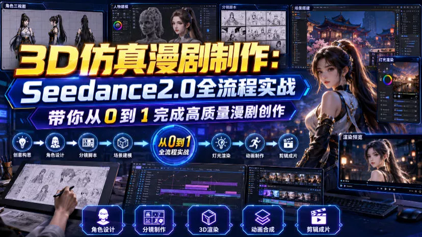 3D仿真漫剧制作：Seedance2.0全流程实战，带你从0到1完成高质量漫剧创作-卓越网创