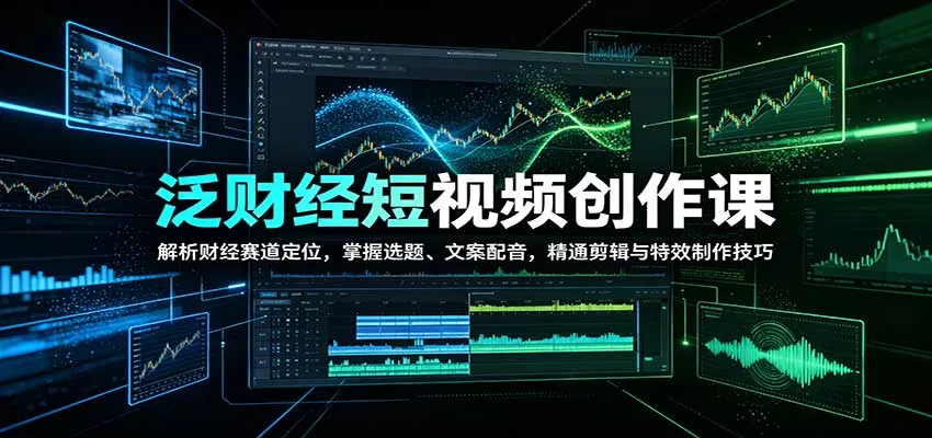 泛财经短视频创作课:解析财经赛道定位,掌握选题、文案配音,精通剪辑与特效制作技巧-卓越网创