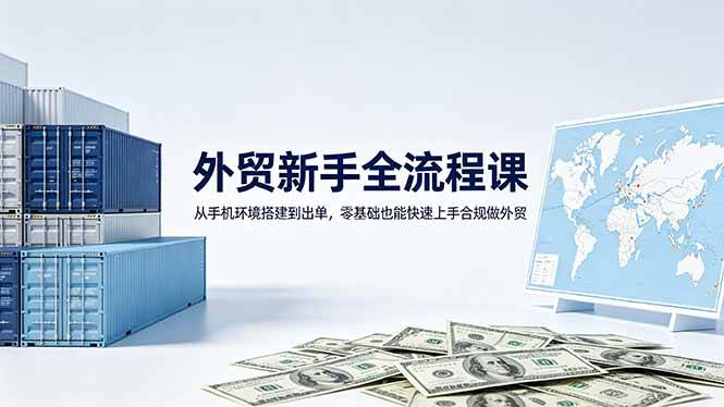 （18481期）外贸新手全流程课：从手机环境搭建到出单，零基础也能快速上手合规做外贸-卓越网创