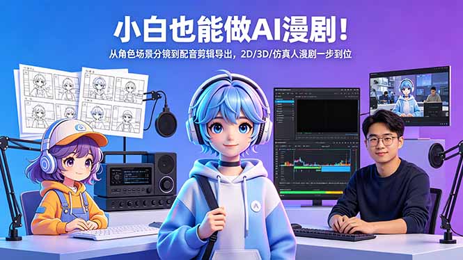 小白也能做AI漫剧!从角色场景分镜到配音剪辑导出,2D/3D/仿真人漫剧一步到位 小白也能做AI漫剧!从角色场景分镜到配音剪辑导出,2D/3D/仿真人漫剧一步到位