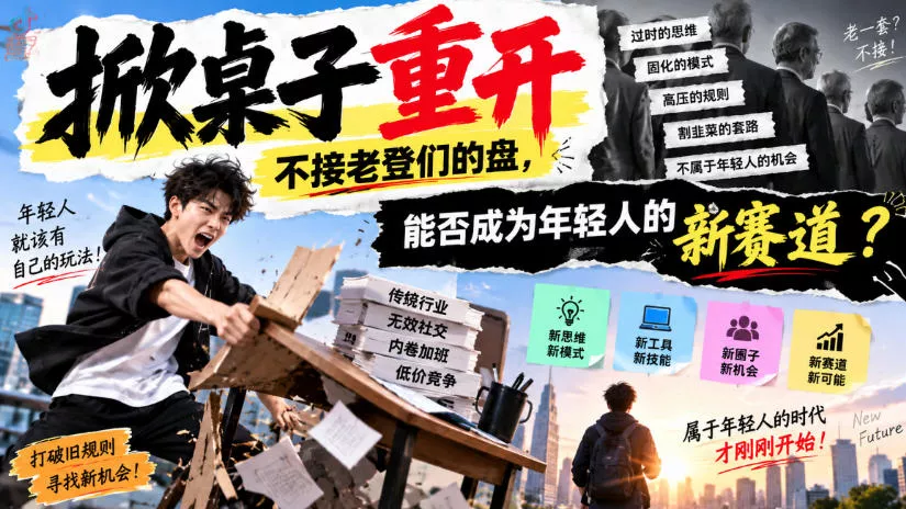 某公众号付费文章：掀桌子重开，不接老登们的盘，能否成为年轻人的新赛道？-卓越网创