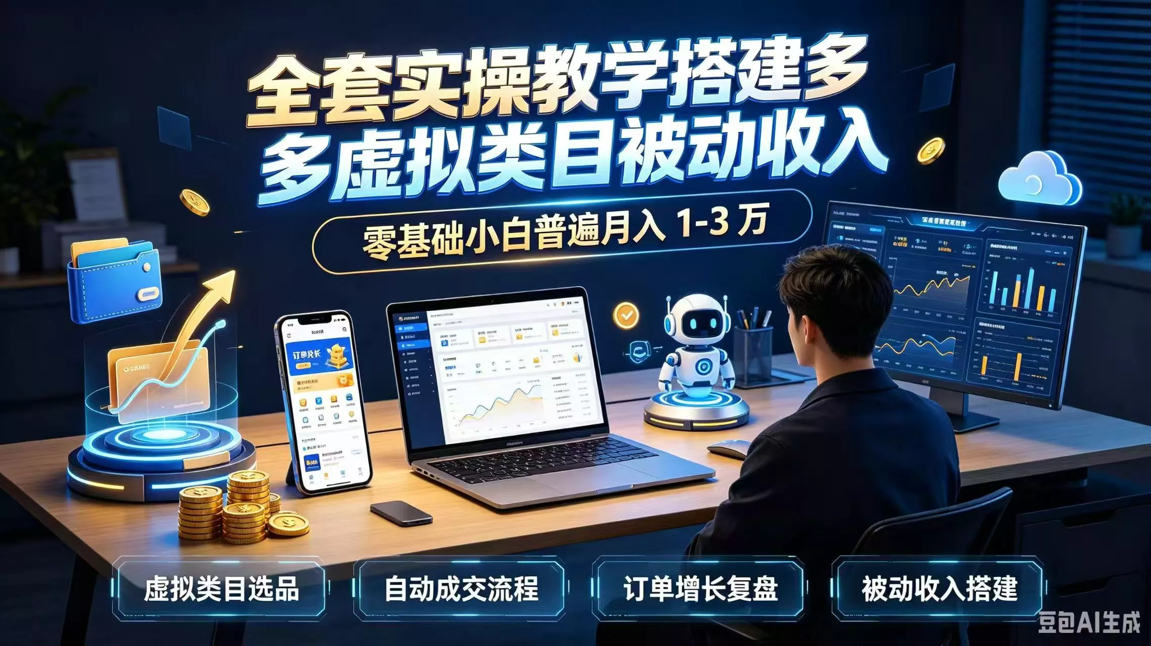 全套实操教学搭建多多虚拟类目被动收入，零基础小白普遍月入 1-3 万-卓越网创