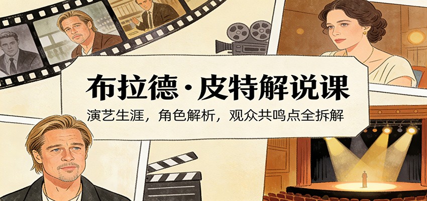 演员说-布拉德.皮特解说课：演艺生涯，角色解析，观众共鸣点全拆解-卓越网创