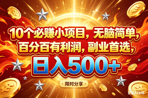 （18092期）10个必赚小项目，百分百赚米，无脑简单，副业首选，日入499+-卓越网创