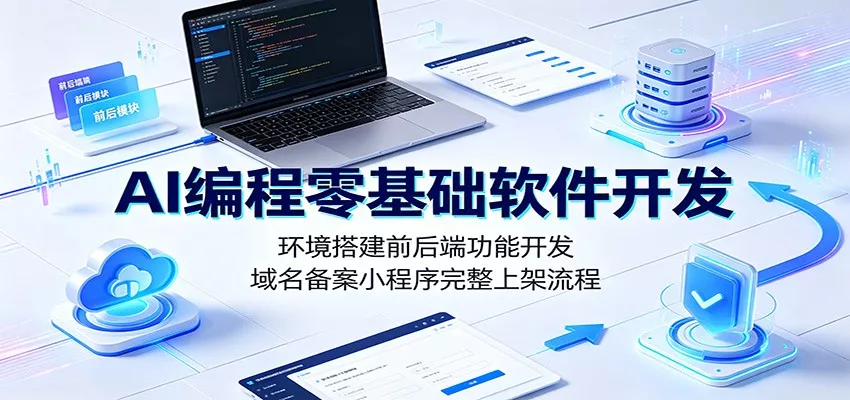 AI编程零基础软件开发：环境搭建前后端功能开发，域名备案小程序完整上架流程-卓越网创