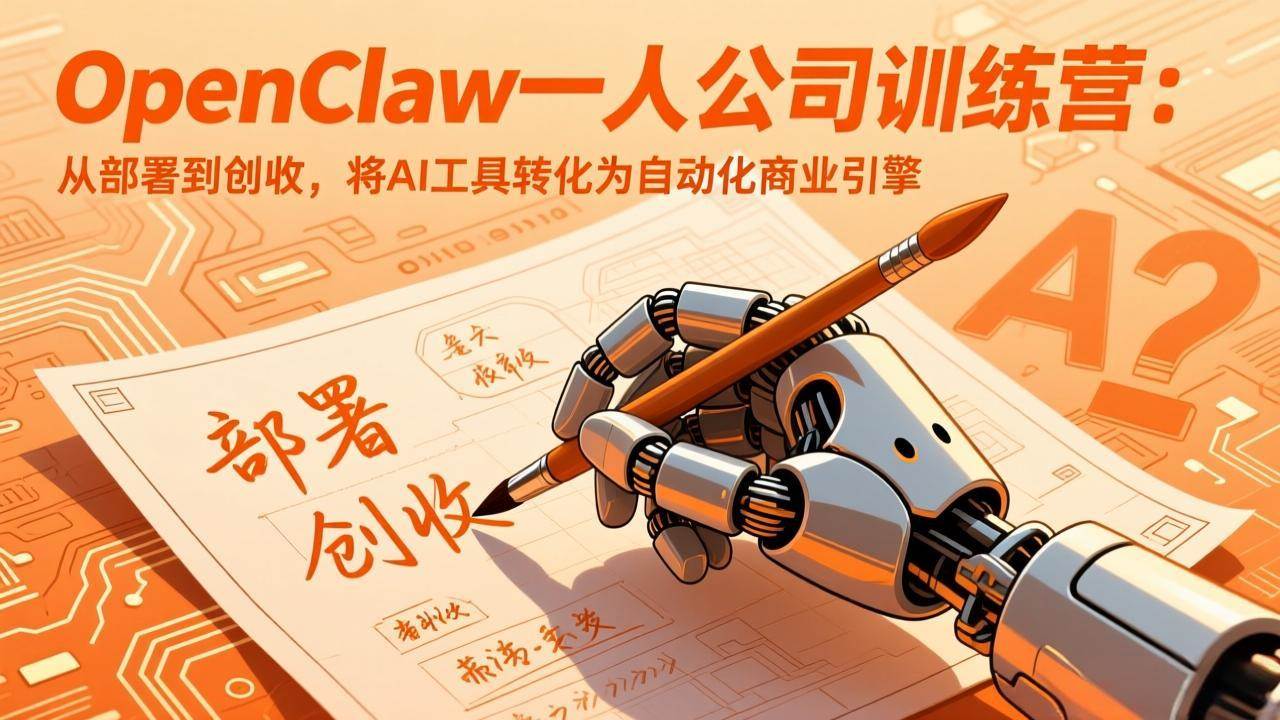 (17540期)OpenClaw一人公司训练营:从部署到创收,将AI工具转化为自动化商业引擎-卓越网创