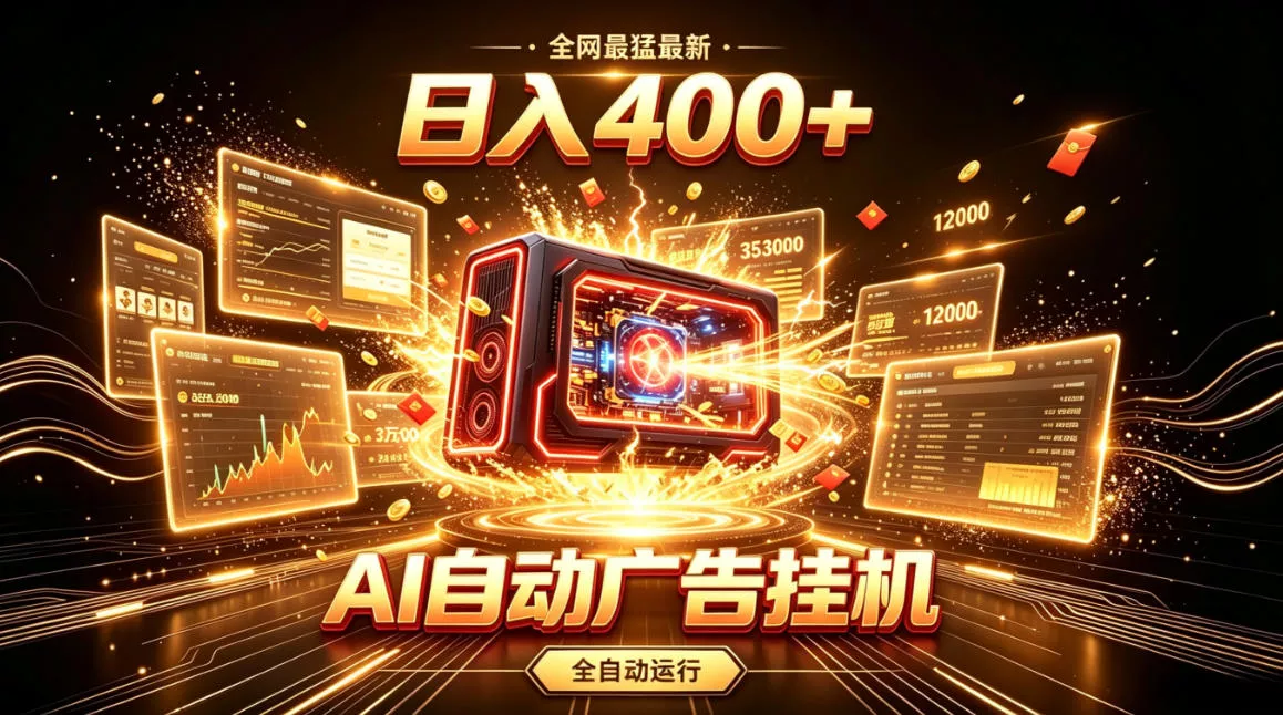 全网最猛最新的AI自动广告挂G,狠收益日入400+,真正做到躺賺式变现【揭秘】 全网最猛最新的AI自动广告挂G,狠收益日入400+,真正做到躺賺式变现【揭秘】