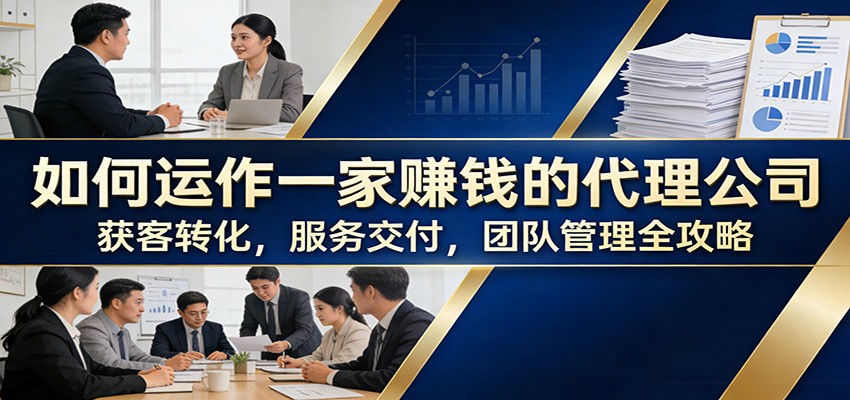 如何运作一家赚钱的代理公司:获客转化,服务交付,团队管理全攻略-卓越网创