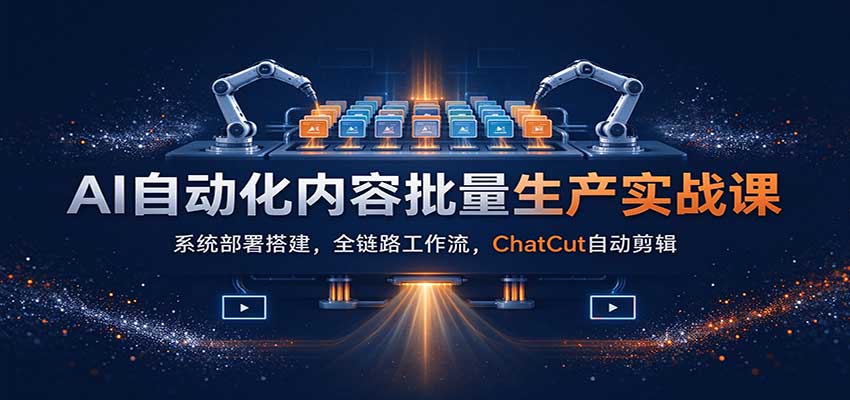 AI自动化内容批量生产实战课:系统部署搭建,全链路工作流,ChatCut自动剪辑 AI自动化内容批量生产实战课:系统部署搭建,全链路工作流,ChatCut自动剪辑