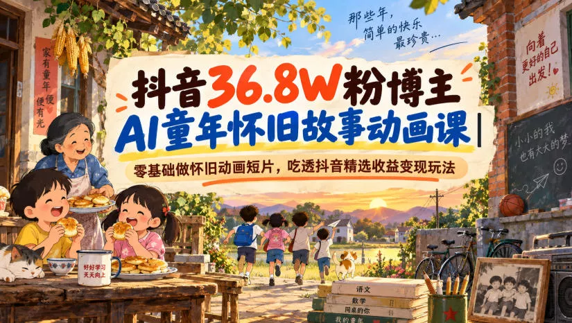 抖音36.8W粉博主AI童年怀旧故事动画课|零基础做怀旧动画短片,吃透抖音精选收益变现玩法 抖音36.8W粉博主AI童年怀旧故事动画课|零基础做怀旧动画短片,吃透抖音精选收益变现玩法