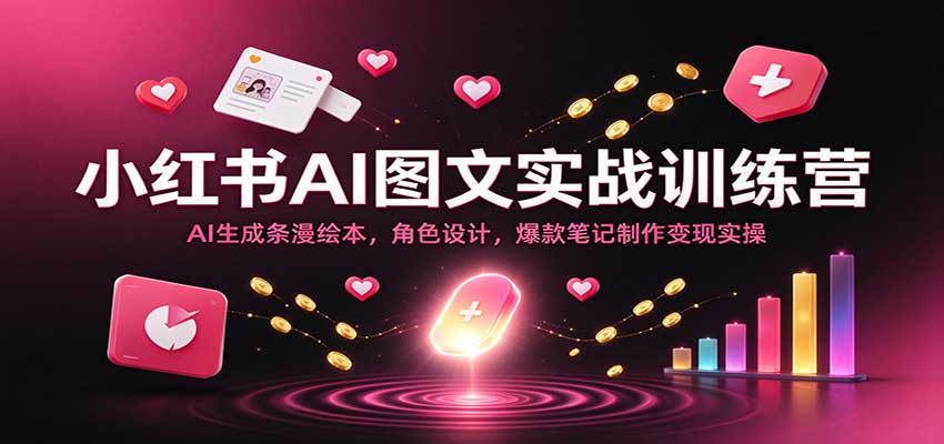 小红书AI图文实战训练营：AI生成条漫绘本，角色设计，爆款笔记制作变现实操-卓越网创