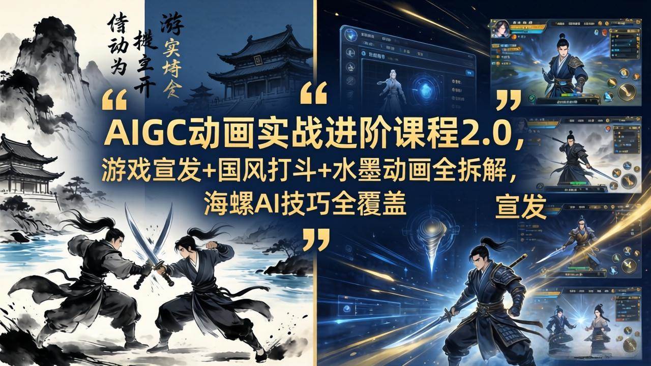 (18235期)AIGC动画实战进阶课程2.0,游戏宣发+国风打斗+水墨动画全拆解,海螺AI技巧全覆盖 (18235期)AIGC动画实战进阶课程2.0,游戏宣发+国风打斗+水墨动画全拆解,海螺AI技巧全覆盖