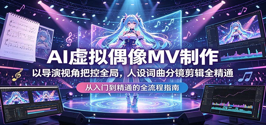 AI虚拟偶像MV制作：以导演视角把控全局，人设词曲分镜剪辑全精通-卓越网创