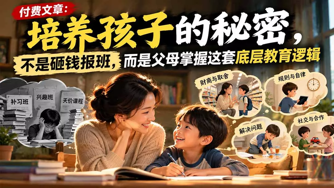 付费文章：培养孩子的秘密，不是砸钱报班，而是父母掌握这套底层教育逻辑-卓越网创