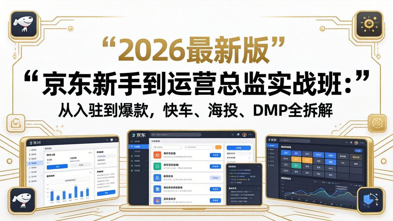 京东新手到运营总监实战班:从入驻到爆款,快车、海投、DMP全拆解,2026最新版 京东新手到运营总监实战班:从入驻到爆款,快车、海投、DMP全拆解,2026最新版