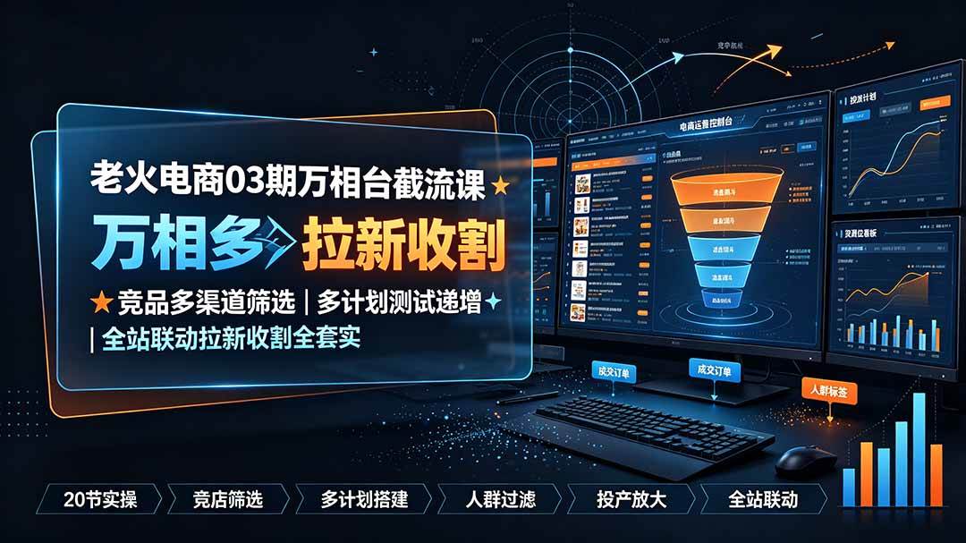(19431期)老火电商03期万相台截流课:竞品多渠道筛选|多计划测试递增|全站联动拉新收割全套实操教学 (19431期)老火电商03期万相台截流课:竞品多渠道筛选|多计划测试递增|全站联动拉新收割全套实操教学